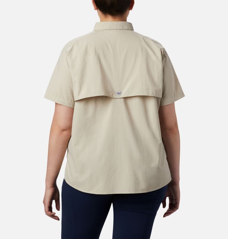 Women's Columbia PFG Bahama Short Sleeve Shirts Khaki | Plus Size CA-DC5L1